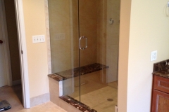 floor to ceiling shower door with no transom