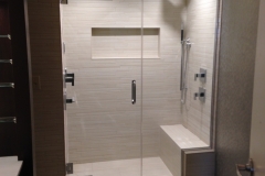 notched bench seat glass and shower door