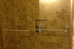 semi framless sliding shower door with brushed nickel finish