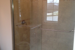 shower height sliding bipass doors with towel bars